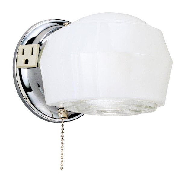 Westinghouse One-Light Indoor Wall Fixture with Outlet Chrm Wht and Crystl Gls 6640200 - main